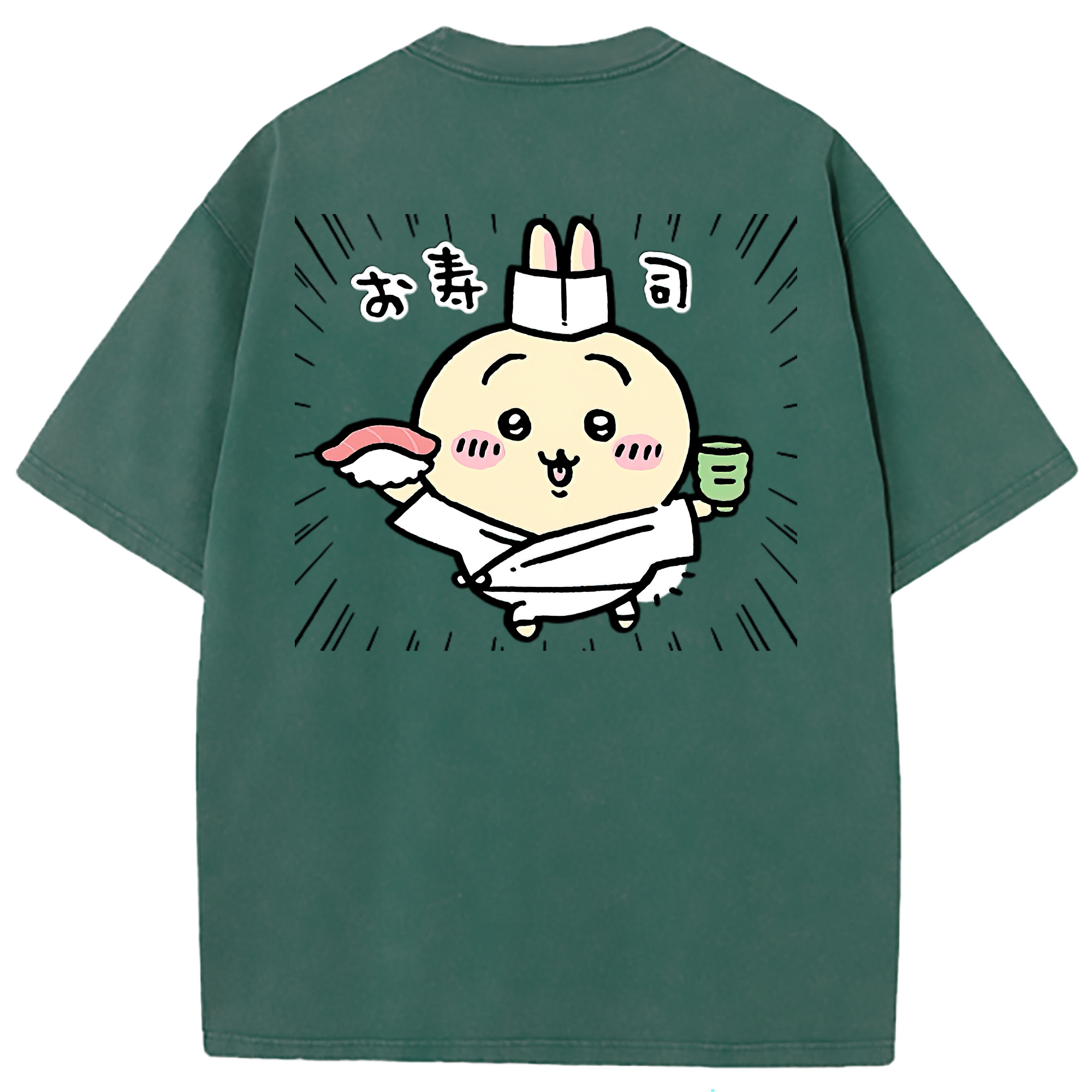（画像用） ちいかわ うさぎ Chii-kawa usagi 綿100% ヴィンテージ風 半袖Tシャツ（背面プリント）